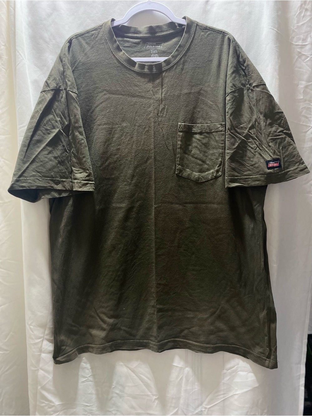 Dickies Men's Pocket Tee Solid olive Gr Cotton Knit Crew Neck Short Sleeve 2XL